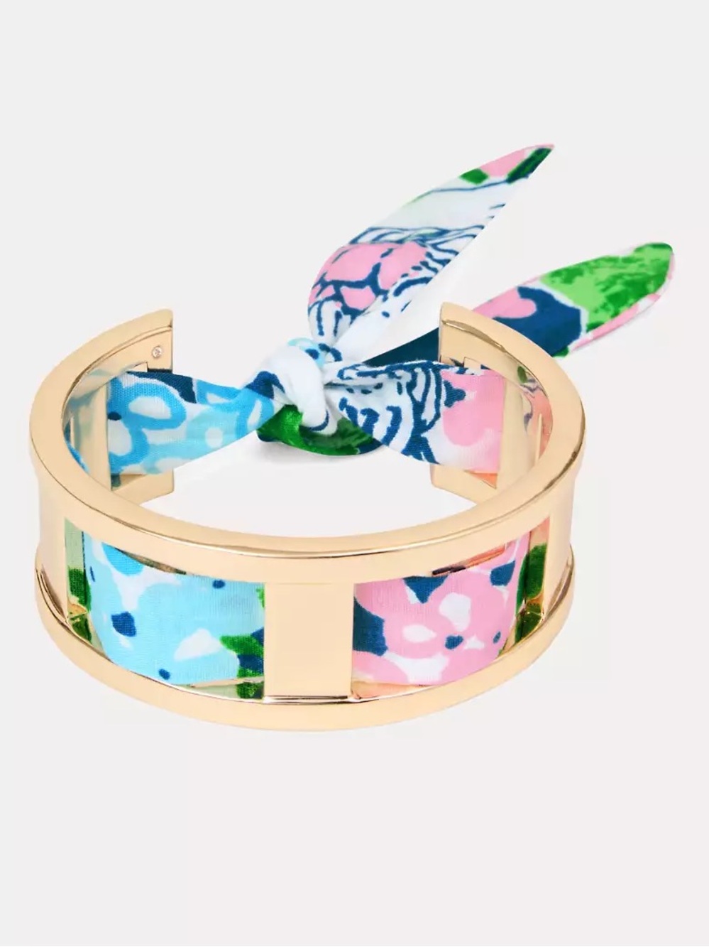 Lilly Pulitzer Gold Scarf Wrapped Cuff Bracelet Lydia the Lion One Size GWP New